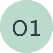 A large, dark "01" is centered on a light green circle with a plain background.