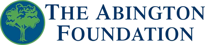The Abington Foundation logo featuring a stylized tree inside a green and blue circle next to the organization's name in blue text.