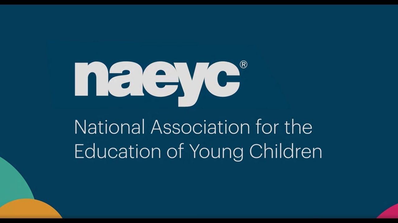 Logo of NAEYC with the text "National Association for the Education of Young Children" on a blue background.